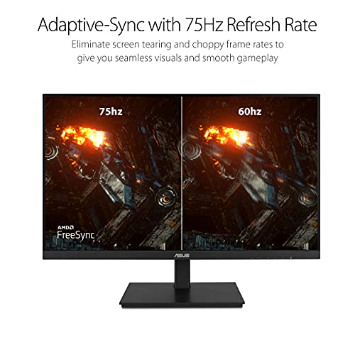 ASUS 24”1080P Monitor(VA24DQSB)-Full HD,IPS,75Hz,Speakers Adaptive-Sync Low Blue Light Flicker Free VESA Mountable Frameless, HDMI DisplayPort, VGA, USB hub Height Adjustable, Black,12.8"x21.3"x2.1" - style: IPS 75Hz Height Adjustable