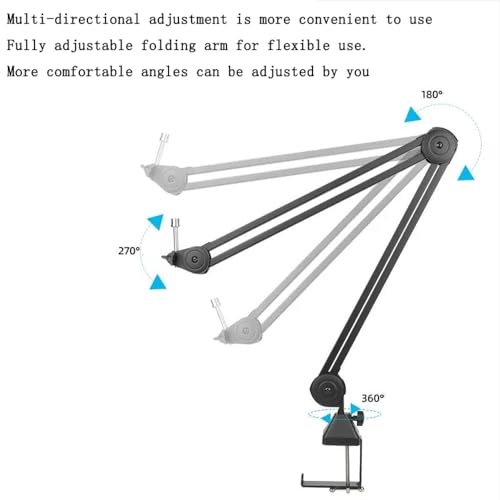 Mic Stand Desk Foldable Low Profile Mic Arm, Maximum Load 2kg Suspension Boom, Desktop Boom Microphone Stand With Universal Clip For Streaming Recording Podcast Game 360° Mic Stand ( Size : Short )