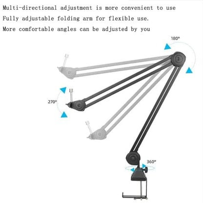 Mic Stand Desk Foldable Low Profile Mic Arm, Maximum Load 2kg Suspension Boom, Desktop Boom Microphone Stand With Universal Clip For Streaming Recording Podcast Game 360° Mic Stand ( Size : Short )