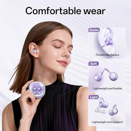 Open Ear Earbuds Open Ear Headphones Wireless Bluetooth 35Hrs Playtime Stereo Sound Ear Buds Wireless Charging Case Digital Display Open Earbuds for Running, Workout, Travel, and Daily Use (Black) - color: Black