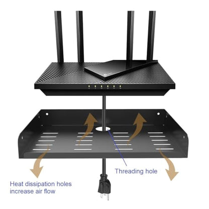 Metal Floating Wall Mounted Shelf Bracket for AV, TV Accessories, WiFi Router, TV Box, Cable Boxes, DVD Player, Games Consoles or Other Small Projectors (12 inches Width) | TV Accessories, WiFi Router, TV Box, Cable Boxes, DVD Player, Games Consoles or Ot