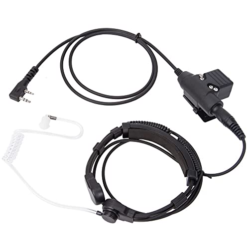 Throat Mic Tactical Earpiece U94 PTT 2 Pin TK Jack 7.0mm Plug Push to Talk Headset for Baofeng UV5R BF-F8HP UV-17 BF888S Quansheng UV-K58 UV-K6 Walkie Talkie for Kenwood TYT