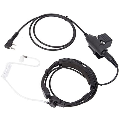 Throat Mic Tactical Earpiece U94 PTT 2 Pin TK Jack 7.0mm Plug Push to Talk Headset for Baofeng UV5R BF-F8HP UV-17 BF888S Quansheng UV-K58 UV-K6 Walkie Talkie for Kenwood TYT