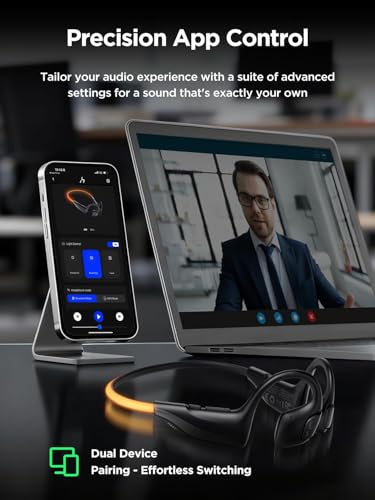 HAKII Light 2 Open Ear Headphones, IPX5 Running Headphone with 180° Ultra-Bright Beacon String, BT 6.0, 16H Playtime, Air Conduction Headphones Open Ear Earbuds for Fitness, Cycling, Outdoor - Orange