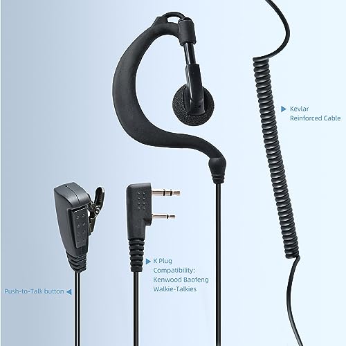 Split-Wire Earpiece - Headset Surveillance with Mic Compatible with 2 Pin Walkie Talkie Two Way Radio