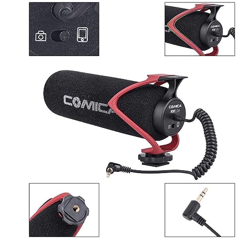 Comica CVM-V30-LITE Directional On-Camera Shotgun Microphone, Red