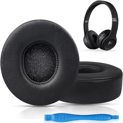 Gvoears Replacement Ear Pads for Beats Solo 2 & 3 Headphones Ear Cushions | Stronger Adhesive, Added Memory Foam Thickness (Black) - color: Black
