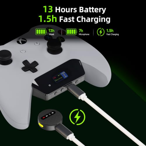 Bluetooth Adapter for Xbox Controllers with 2.4GHz Wireless MIC | for Xbox One/Series XIS/Elite 2, Use AirPods & Wireless Headphones, Low Latency, Dual OLED Display, Noise Cancellation, 13H
