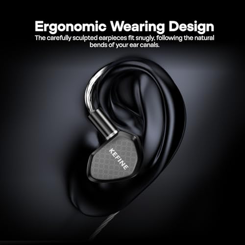 Linsoul Kefine Klean in Ear Monitor,10mm DLC Diaphragm Dynamic Driver HiFi Earphones,Wired Gaming Earbuds,Replaceable Nozzles + ZiiGaat PELLEPOD Leather Earbud Case, Waterproof IEM Storage Box