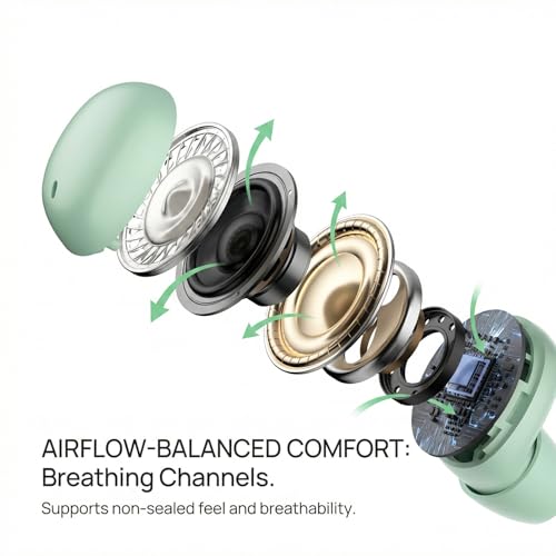 Sleep Earbuds, Bluetooth 5.4 in-Ear Headphones, Lunar White | Asymmetric chamber for side sleepers, LED power display, built-in mic, portable charging case - color: Lunar White
