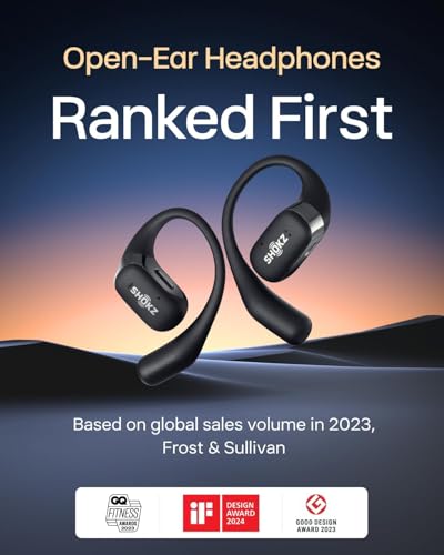 SHOKZ OpenFit - Open-Ear True Wireless Bluetooth Headphones with Microphone, Earbuds with Earhooks, Sweat Resistant, Fast Charging, 28HRS Playtime, Compatible with iPhone & Android (Renewed)