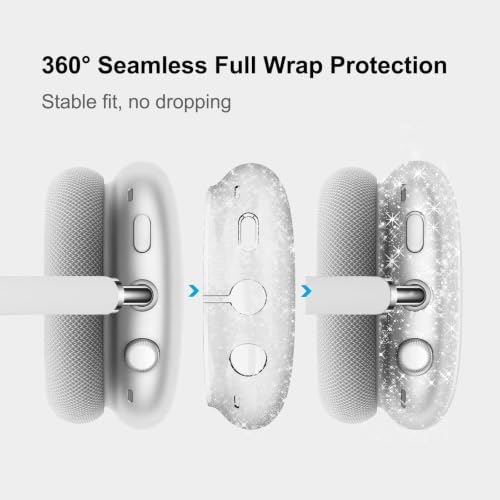 MOLOPPO Case Cover for AirPods Max 2/1 (2026/2024/2020), Clear | Soft TPU Skin, Anti-Scratch, Transparent, Ultra Protective, Clear Glitter - color: Clear Glitter