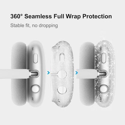 MOLOPPO Case Cover for AirPods Max 2/1 (2026/2024/2020), Clear | Soft TPU Skin, Anti-Scratch, Transparent, Ultra Protective, Clear Glitter - color: Clear Glitter