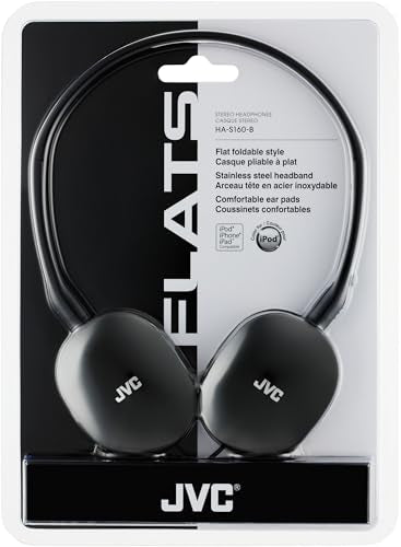 JVC HAS160B FLATS Lightweight Headband Headphones (Black) - color: Black, style: No Mic