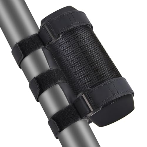 Penitue Universal Portable Speaker Mount, Waterproof Durable PU Bike Bluetooth Speaker Holder Adjustable Strap Holder Accessories for Golf Cart Bicycle Boat Railing (Black)