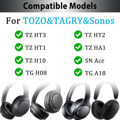 Adhiper Headphone Headband Cushion Cover for TOZO HT3, HT2, HT1, HA1, H10 & TAGRY H08, A18 & Sonos Ace Headphones,6mm Thick Softer Headband Cover for Pressure Relief & Anti-Peeling, with Hanging Loop