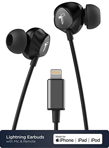 Thore Wired iPhone Headphones with Lightning Connector Earphones - MFi Certified by Apple Earbuds Wired in-Ear Microphone and Volume Remote for iPhone (Black) - color: Black