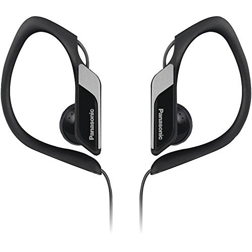 Panasonic Sports Clip Earbud Headphones RP-HS34-K (Black) Water Resistant, Tough, Durable, Adjustable Ear Clip, Ultra Light - color: Black, style: Water Resistant No Mic