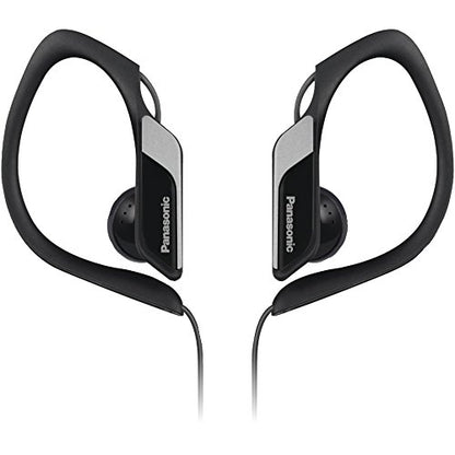 Panasonic Sports Clip Earbud Headphones RP-HS34-K (Black) Water Resistant, Tough, Durable, Adjustable Ear Clip, Ultra Light - color: Black, style: Water Resistant No Mic