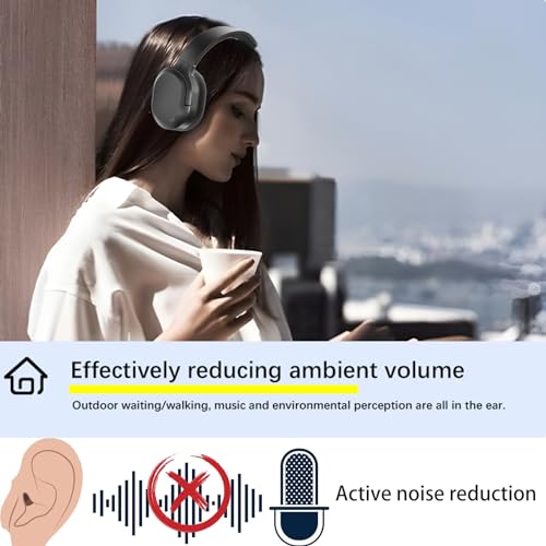 Wireless Noise Cancelling Headphones, Black for Travel,Home,Office | Comfortable Protein Ear Pads, Built-in Mic,30H Playtime,Bluetooth 5.3,Deep Bass Lightweight Active Noise Cancelling Headset - color: black A