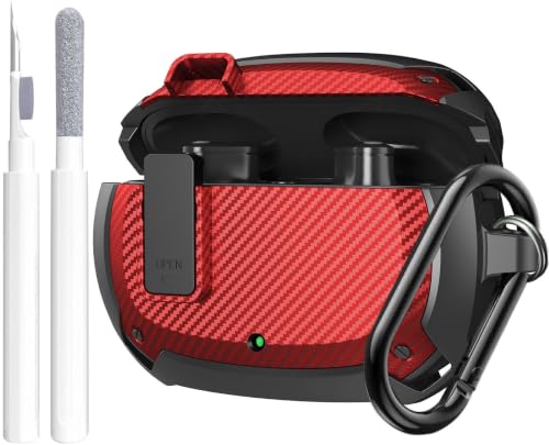 Compatible with Beats Studio Buds/Buds+ Case Cover 2021/2023, [Secure Lock] Cool Beats Studio Buds Plus Protective Shell Men Women with Keychain for New Beats Studio Ear Buds Case - Red[CASE ONLY] - color: Black/Red -1