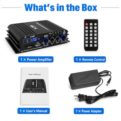 Romicta 4.1 Channel Home Audio Amplifier Receiver, Bluetooth 5.0 Mini Amp with Subwoofer Output, RMS 4x50W MAX 800W for Home Theater/Car- USB/SD/AUX Input, for Passive Speakers and Active subwoofer