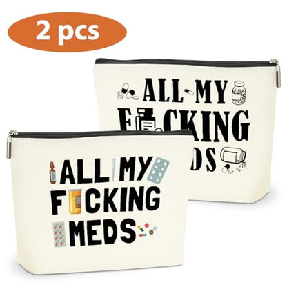 2 PCs Medicine Bag Funny Makeup Bag, Medical Gifts for Women Girls Nurse - color: Multicolor 0003