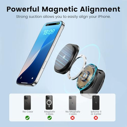 3-in-1 Charging Station, 2X Faster 15W Wireless Charging Station for iPhone 16/15/14/13/12, for Apple Watch, AirPods, Magnetic Wireless Charger with Sleep Friendly Light (Black)
