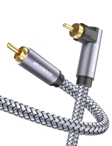 90 Degree Subwoofer Cable 1.6ft/0.5M,Right Angle RCA Cable Male to Male for Subwoofer，Amplifier-Grey - size: 1.6ft/0.5M, style: 90 Degree RCA to RCA