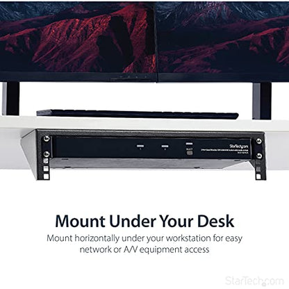 StarTech 2U Vertical Wall-Mount Rack Bracket, 19in, 125lb, TAA (RK219WALLV) | Open-frame L-shaped bracket for network, Server, Data and AV equipment, EIA-310, 56.7kg, W/hardware - size: 2U