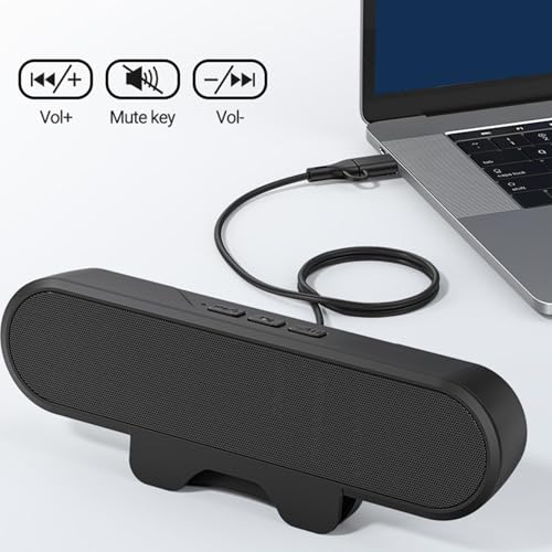 HERCHR Computer Speaker, 10W Mini Sound Bar High Definition Stereo Loud Sound Volume Control USB Wired Easily Clamps Display Desktop PC Speaker for Audio