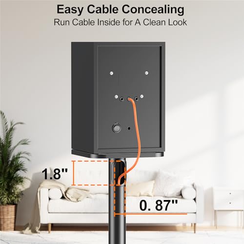 Speaker Stands Pair, 28"-37.4" Height Adjustable, Max 22 lbs, Glass Base | Surround Sound Speaker Stand with Cable Management, Universal Floor Stand for Bookshelf Satellite Studio Large Speaker, Black - size: Universal Black