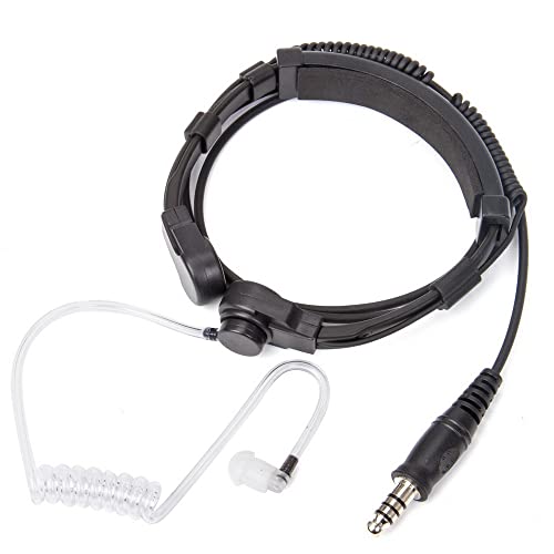 Throat Mic Tactical Earpiece U94 PTT 2 Pin TK Jack 7.0mm Plug Push to Talk Headset for Baofeng UV5R BF-F8HP UV-17 BF888S Quansheng UV-K58 UV-K6 Walkie Talkie for Kenwood TYT