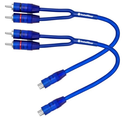 InstallGear 2 Pack, 1ft Shielded RCA Y Splitter Adapter for Car Audio, Speakers, and Home Systems - size: 1F-2M (1 ft, 2-Pack)