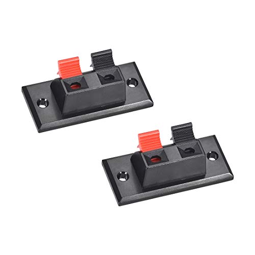 uxcell 2 Way Spring Speaker Terminal Terminals Strip Block WP2-3 2Pcs | Clip Push Release Connector Cable