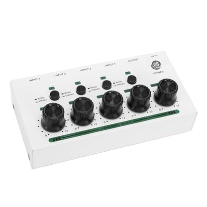GOTOTOP 4 Channel Headphone Amplifier, Iron Casing Headphone Splitter with 4 Gold Plated Jacks and Individual Volume Control, USB Powered Audio Mixer for Studio Recording Podcast DJ