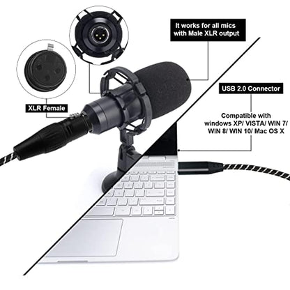 XLR Female to USB-A Recording Cable, USB Microphone Cable - 3M/10FT - size: 10FT