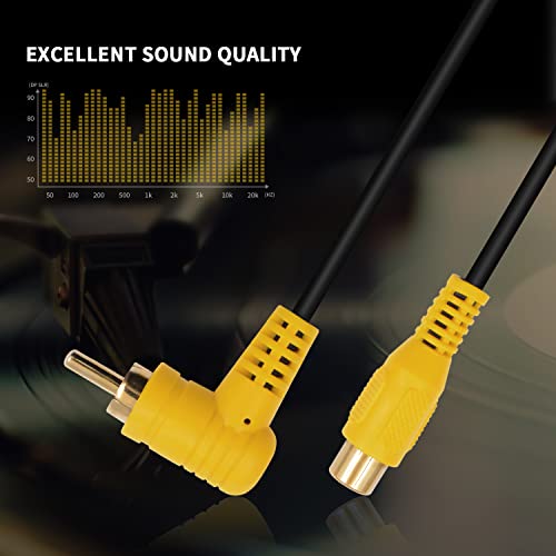 Duttek Short RCA Extension Cable 6in/15cm, 90 Degree RCA Subwoofer Cable, RCA Male to Female Audio Cable Supports Shielded Digital Analogue, for HDTV, DVD, Amplifiers 2 Pack - size: 6in/15cm, style: 90 Degree RCA Male to Female