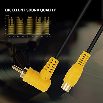 Duttek Short RCA Extension Cable 6in/15cm, 90 Degree RCA Subwoofer Cable, RCA Male to Female Audio Cable Supports Shielded Digital Analogue, for HDTV, DVD, Amplifiers 2 Pack - size: 6in/15cm, style: 90 Degree RCA Male to Female
