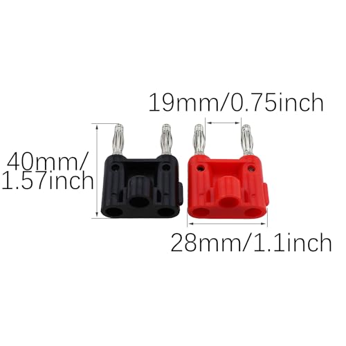 RLECS 6PCS Banana Plug Speaker Connector Dual Row Siamese Speaker Plug Black and Red Dual Banana Plug 40MM/1.57Inch Suitable for Multimeter and Stereos and Speaker