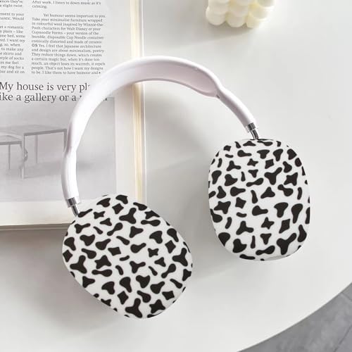 4 in 1 Silicone Case Cover Compatible with Apple Airpods Max 2/1 Headphones(2026/2024/2020), Printed Ear Pad Case Cover Ear Cups Cover and Headband Cover Headband Pad Accessories (Cow) - color: Cow