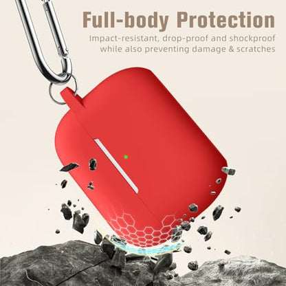 Hamile Compatible with AirPods Pro Case Protective Silicone Airpod Case Shockproof Cover Skin for Apple Airpod Pro 2019 Charging Case, with Keychain, Red - color: 5-Red