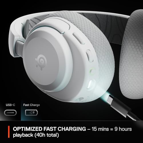 SteelSeries Arctis Nova 3P Wireless Multi-Platform Gaming Headset — Mobile App Control — 40 HR Battery — Neodymium Magnetic Drivers — 2.4GHz/Bluetooth — PS5, PS4, PC, Switch, Mobile — White - color: White, style: PlayStation|Switch|PC