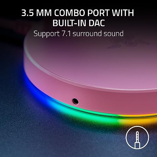 Razer Base Station V2 Chroma Headphone Headset Stand Holder, Pink | Chroma RGB Lighting, Taller Stand & Anti-slip Ledge, USB Charging Ports, 3.5mm Audio Jack, Anti-Slip Rubber Base - color: Quartz Pink, style: V2