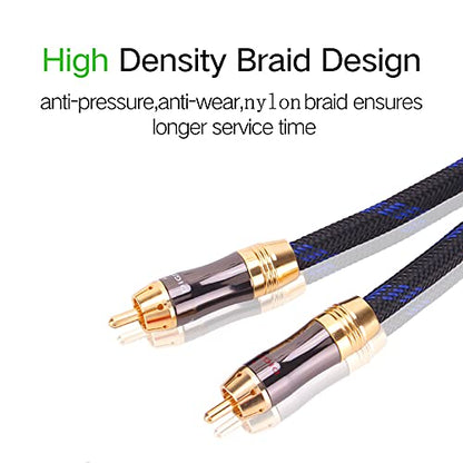 Dual Shielded (OD 8.0mm) 1 RCA Male to 2 RCA Male Audio Cable RCA Y-Adapter Subwoofer Cable (4 Feet) - size: 4 Feet