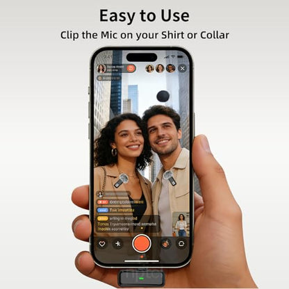 NPTCL Wireless Lavalier Microphone for iPhone iPad Android, Mini USB C Mic | 24H Charging Case, Digital Charge Display, Noise Reduction for Content Creator Video Recording Vlog Podcast YouTube TikTok