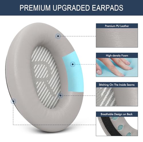Premium Replacement Ear Pads for Bose QC35 & QC35ii Headphones - Sandstone | Fits QuietComfort 35 & 35ii / SoundLink 1&2 AE（Over-Ear）- Soft Protein Leather · Adaptive Memory Foam and Extra Durable - color: Sandstone