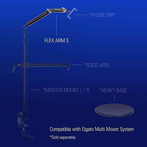 Elgato Flex Arm S, Premium 2-Section articulated Arm for easy Mounting and Adjusting of Lights, Cameras, and Microphones, for Streaming, Videoconferencing, and Studios, requires Multi Mount Essential