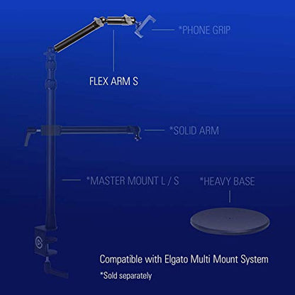 Elgato Flex Arm S, Premium 2-Section articulated Arm for easy Mounting and Adjusting of Lights, Cameras, and Microphones, for Streaming, Videoconferencing, and Studios, requires Multi Mount Essential