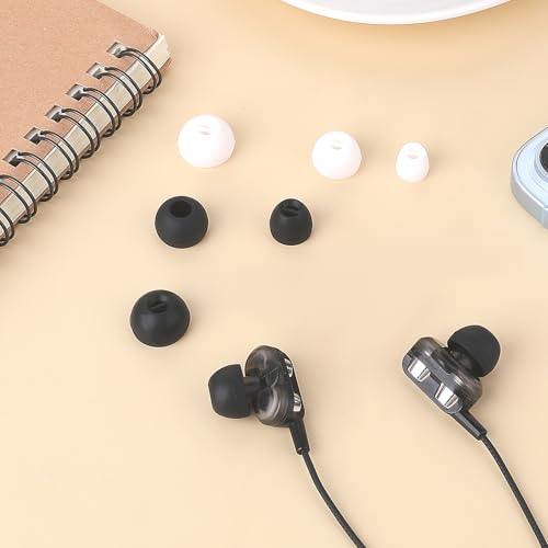 Extra Small Earbuds Tips Replacement Earbud Tip Soft Silicone Earbuds for in-Ear Headphones Extra Small Ear Tips for in Ear Earbuds(16pcs,Black,White)